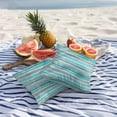 thumbnail image 3 of 2 Pack Outdoor Waterproof Throw Pillow Covers,Turquoise Gray Striped Decorative Square Pillow Case Patio Pillowcases for Chair Couch Sofa 16x16in, 3 of 9