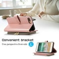 thumbnail image 3 of Allytechgroup for iPhone 8 Plus/7 Plus Wallet Case, Premium PU Leather Magnetic Buckle Zipper Pocket Card Slots Flip Stand Protective Cover with Hand Strap & Shoulder Strap - Rosegold, 3 of 12