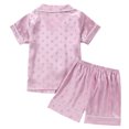 thumbnail image 3 of Little Boys Girls Pajamas 2 Piece Shorts Set Silk Button Down Loungewear Polka Dot Pjs Kids Satin Sleepwear Purple, 12 Months, 3 of 7