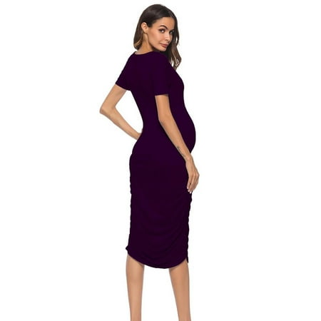 

Egmy Maternity Dress Women Clothes Short Sleeve Soild Color