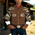 thumbnail image 3 of Wrtxtat Men's Western Cowboy Hippie Shirt Vintage Aztec Camo Printed Casual Button Up Slim Fit Long Sleeve Work Cargo Shirts with Two Chest Pockets Brown XL, 3 of 7
