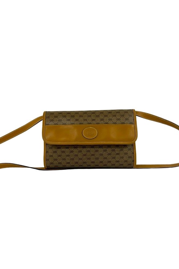 Pre-Owned GUCCI Vintage Micro GG Logo Leather Mini Shoulder Bag/Pouch (Brown, 78354)