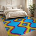 thumbnail image 3 of ODIKA 8'x10' Washable Area Rug Non-Slip Chair-Friendly Mat Aesthetic Cartoon Retro Blocks Graphic Bold Outline Funky Refined for Dining Room, Large Office, Lounge, 3 of 7