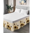 thumbnail image 4 of Sunflower Wrap Around Bed Skirts for Queen Bed 18" Drop,Bed Skirt with Adjustable Elastic Belt Dust Ruffle Bed Valance for Bedroom Hotel Luxury Retro Butterfly Spring Floral Botanical Bed Frame Cover, 4 of 7