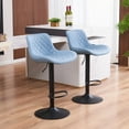 thumbnail image 2 of YOUNIKE Upholstered Bar Stools Set of 2 PU Leather Adjustable Counter Bar Stools with Back, Blue, 2 of 6