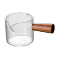 thumbnail image 2 of Jarra de vidrio medidora de Espresso, jarra de vidrio transparente con mango de madera, taza de leche de vidrio pequeña multiusos para Barista, 100ml, 2 of 9