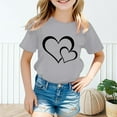 thumbnail image 2 of XASZHN T-Shirt Graphique Mignon pour Fille, Col Rond, Manches Courtes, Été, Décontracté, Gris_005 1-2 Ans, 2 of 5
