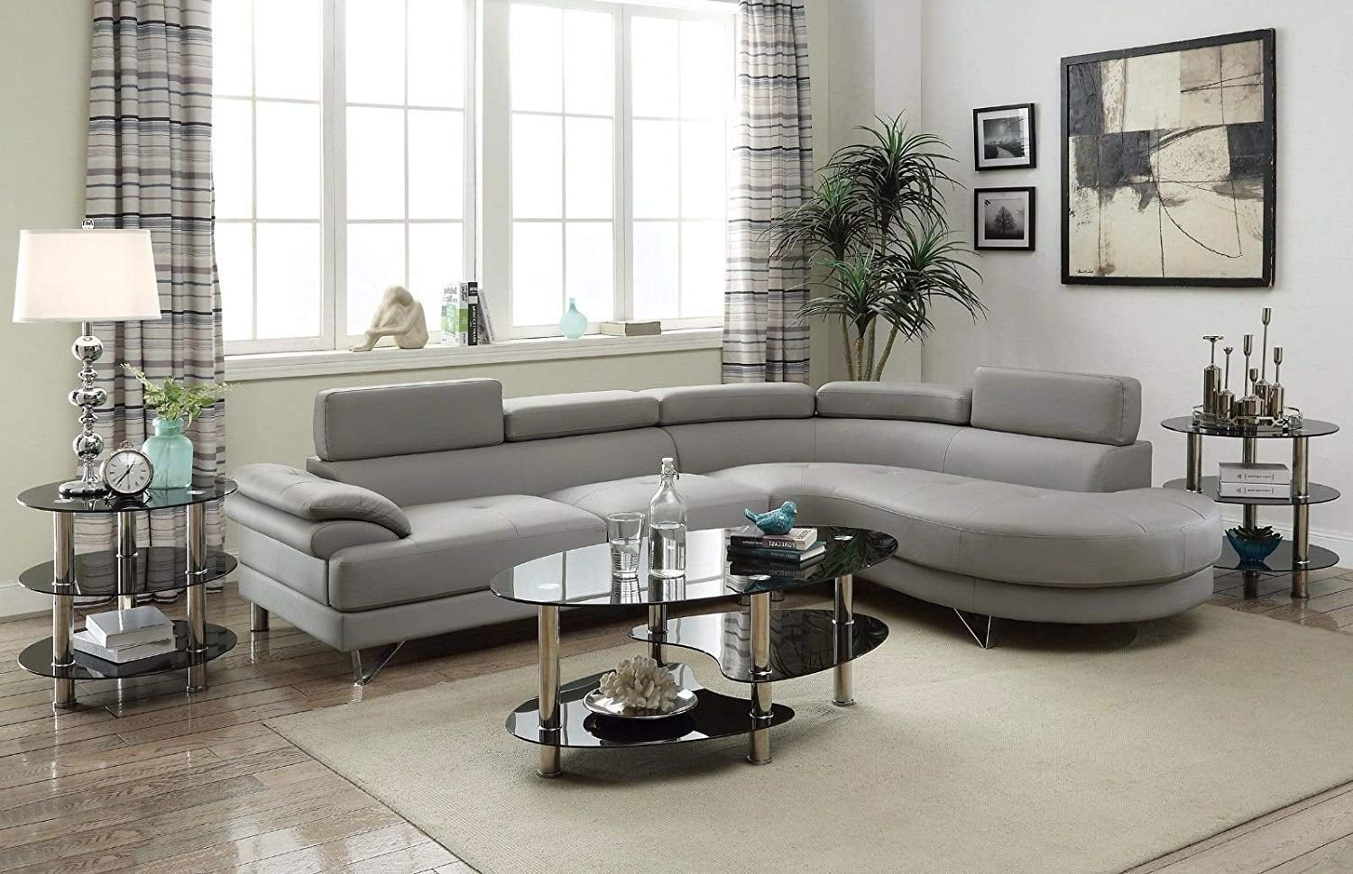 gray faux leather sofa set