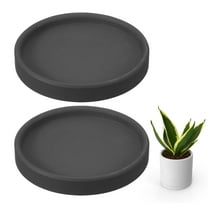 Uxcell 2 Pcs Round Plant Saucers, 4 Inch Ceramics Plant Drip Trays for Pots, Heavy Duty Flower Pot Saucers for Indoors and Outdoors, Black