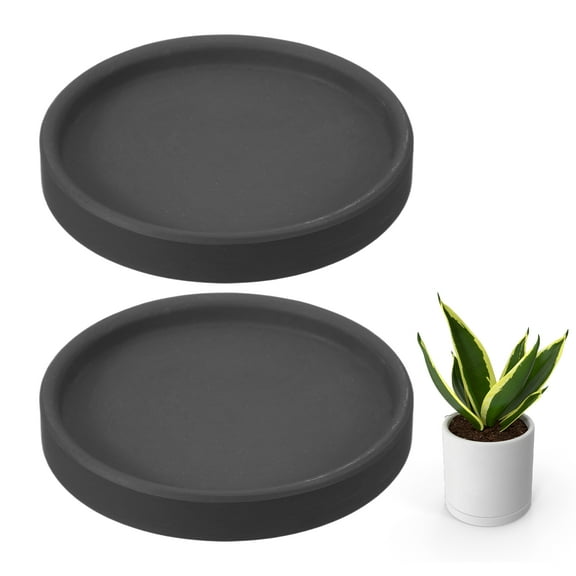 Uxcell 2 Pcs Round Plant Saucers, 4 Inch Ceramics Plant Drip Trays for Pots, Heavy Duty Flower Pot Saucers for Indoors and Outdoors, Black