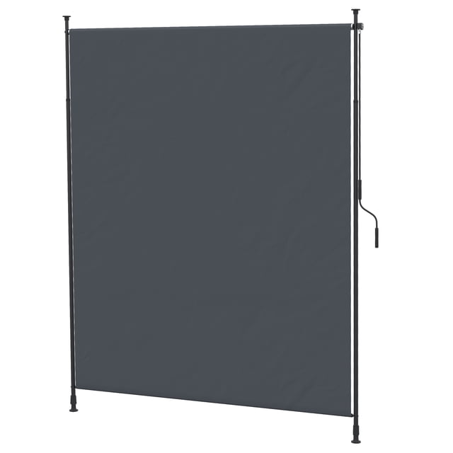 Outsunny Auvent de Patio Rétractable 7 Pieds x 10 Pieds, Écran d'Intimité Extérieur, Gris