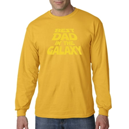 Trendy USA 715 - Unisex Long-Sleeve T-Shirt Best Dad in The Galaxy Star Wars Opening Crawl Large