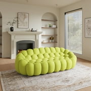 99 Bubble Couch Modern, Oversized Curved Couches, Lazy Floor Sofa, Lemon Green Bubble Couch, Modern Upholstered Comfy Mesh Fabric 3D Honeycomb Shape Couches for Living Room, Office, Apartment
