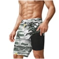 thumbnail image 6 of SOOMLON Mens Swim Trunks 2 in 1 Quick Dry Double Layer 11" Inseam Swim Shorts Palm Tree Board Shorts Hawaiian Shorts, 6 of 6