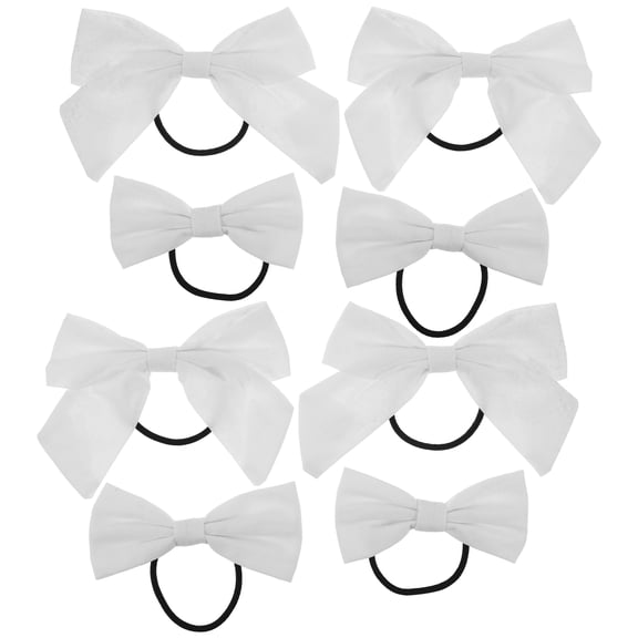 PTOOTP 10Pcs White Cotton Bow Hair Ties Elastic Hair Accessories for Girls, Students, and Hair Styling