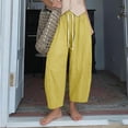 thumbnail image 4 of Kvture Women's Harem Pants High Waisted Baggy Boho Summer Pants for Travel Vacation Loose Trouser Pantalon Confortable Yellow Pant L, 4 of 9