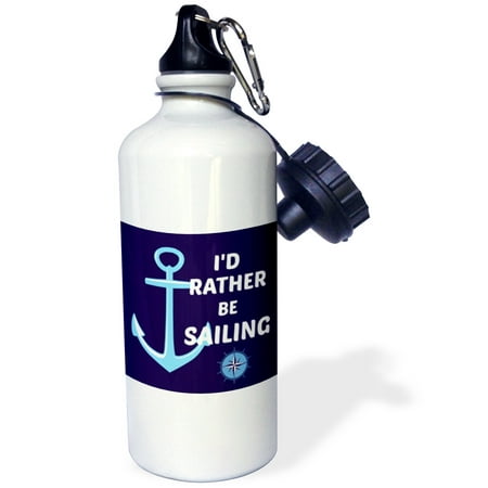 

3dRose Id rather be sailing. Anchor white and blue Sports Water Bottle 21oz