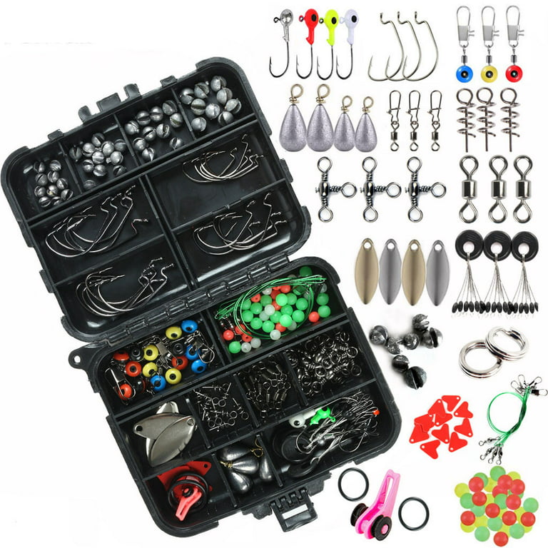 XZNGL Fishing Tackle Box With Tackle Included Fishing Pliers Kit 188Pc  Fishing Accessories Kit Set With Tackle Box Pliers Jig-Hooks Swivels