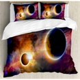 thumbnail image 3 of Outer Space Duvet Cover Set Twin Size, Planet in Milky Way Dark Nebula Gas Cloud Celestial Solar Eclipse Galaxy Theme, Decorative 2 Piece Bedding Set with 1 Pillow Sham, Multicolor, by Ambesonne, 3 of 3