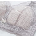 thumbnail image 6 of Jinhomg Women's Everyday Bras, Plus Size Wireless Sheer Lace Full-Coverage Bra for daily and T-shirt wear, Back Closure, Lace No Print, Soft Support Purple 42, 6 of 9