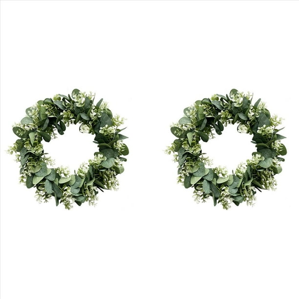 2X Guirnalda de Eucalipto, Decoración de Granja, Verde de la Puerta Delantera Granja Artificial, Verde de Y Verano