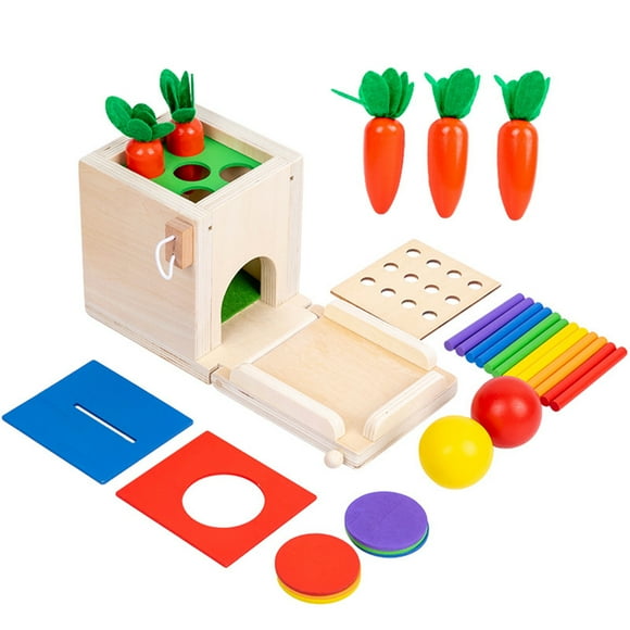Visland 1 Set Preschool Toys Smooth Burr-free 4 in 1 Fine Movement Improve Hand-eye Coordination Bright Colors Pull Radish Tossing Intelligence Box Toys School Toys