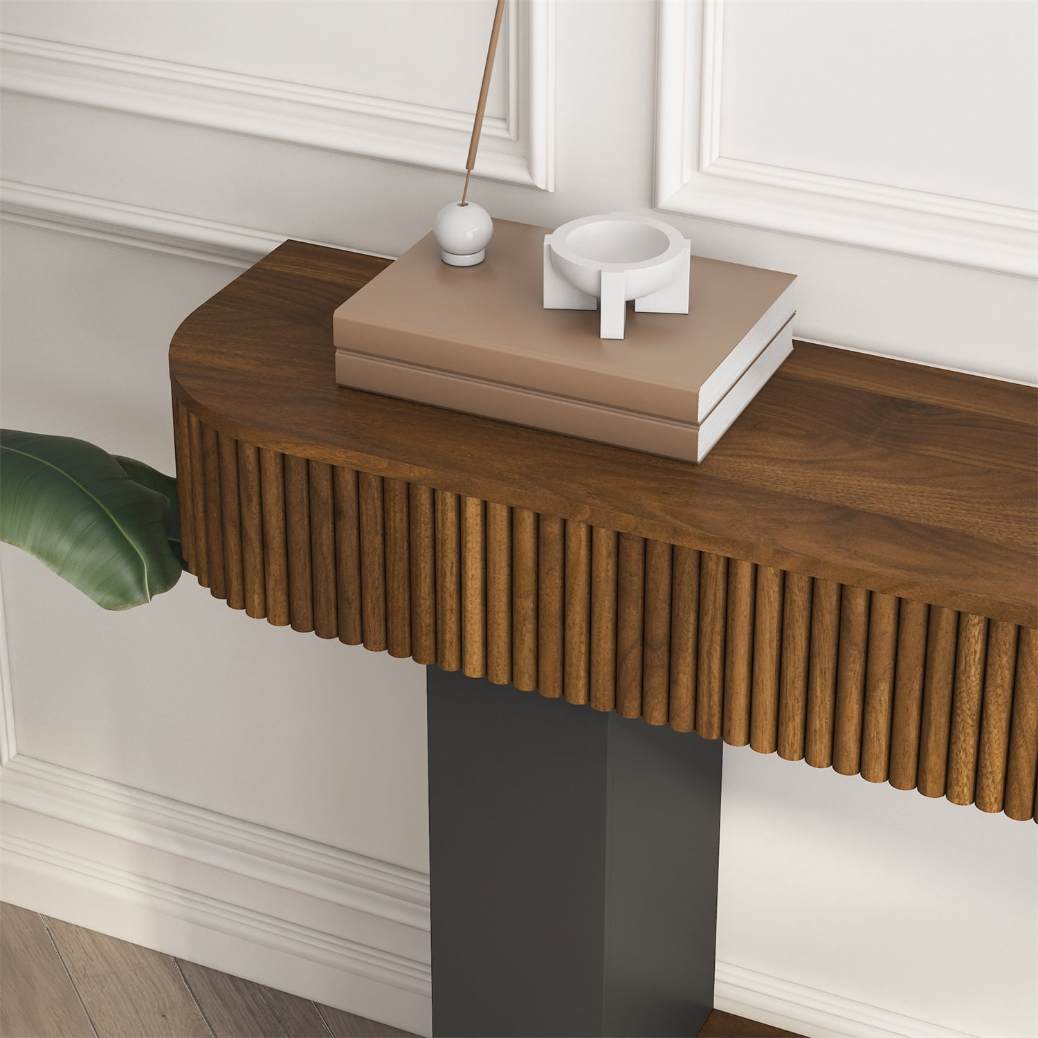 Hommoo 62.9-Inch Farmhouse Wooden Console Table, Narrow Hallway Sofa Table for Living Room, Entryway, Foyer & Behind Sofa, Walnut