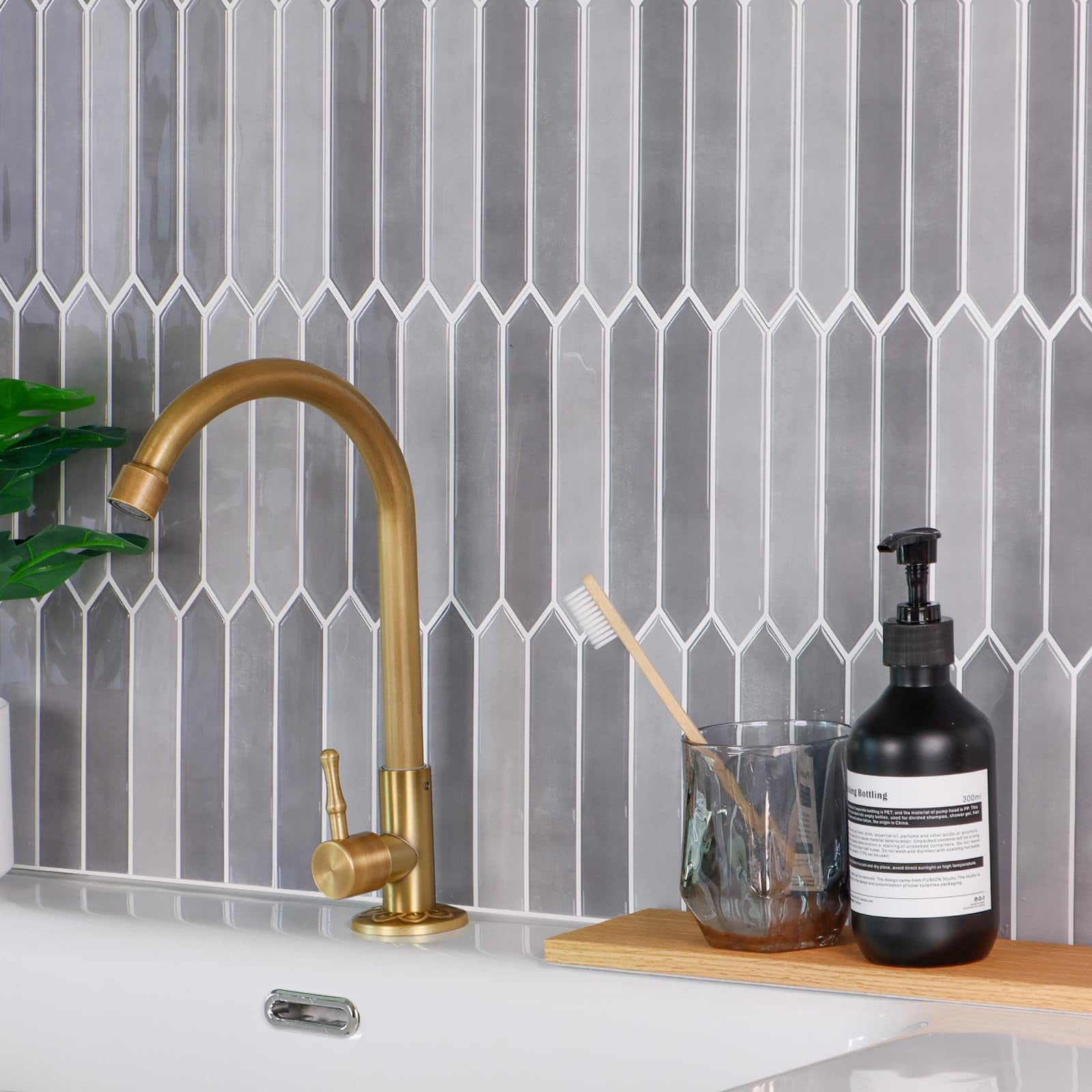 10-sheet Peel And Stick Backsplash Tile  Self-adhesive Gray Long Hexagon Wall Tiles On For Kitchen Bathroom Fireplace Rv Thicker Design(12"*12").