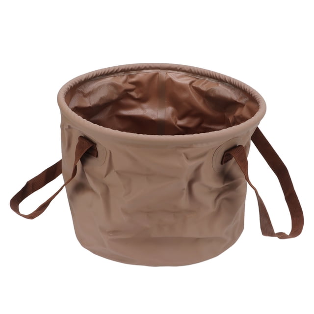 Cubo Plegable Resistente Al Desgaste Ahorro De Espacio Cubo Plegable Portátil para Acampar Al Aire Libre Viajar 15L Caqui