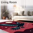 thumbnail image 2 of ODIKA 6'x9' Machine Washable Non-Slip Area Rug, Celestial Winged Messenger Dusk Needlecraft Artistic Motif High Traffic Rug with Pad, Black, 620681, 2 of 8