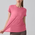 thumbnail image 6 of Tqcoqu Open Back Workout Tops for Women,Casual Short Sleeve Crew Neck Loose Athletic Gym Yoga Tshirts Clothes,Hot Pink Women's S-XL, 6 of 7