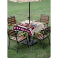 thumbnail image 5 of Square Outdoor Tablecloth with Umbrella Hole 4th of July Outside Table Cloth Waterproof Patio Table Cover Red Blue Plaid Truck Floral Independence Day Zipper Tablecloths for Picnic Camping 54x54 Inch, 5 of 8