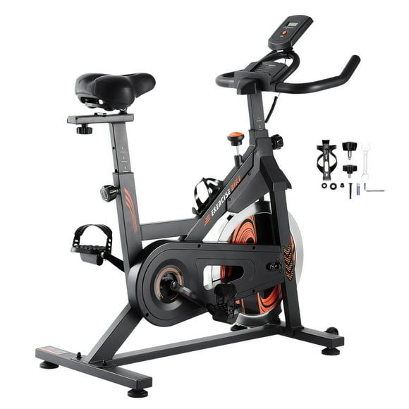 KFFKFF Fitness Bicycle, Magnetic Tension Control Stationary Cycle, Home Cardio Indoor Bike, Quiet Belt Operation, Cozy Seat Pad, Digital Display, Robust Flywheel