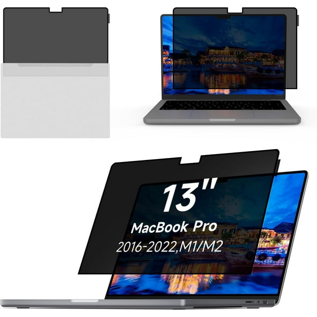 PINHEN Laptop Privacy Screen MacBook Pro 13 Inch (2016-2022, M1,M2) and MacBook Air 13 Inch(2018-2021, M1), Removable Computer Screen Privacy Shield for Mac 13Inch