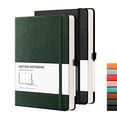thumbnail image 1 of Cuaderno puntos cuadrícula RETTACY 2 paquetes: 320 págs, papel 120gsm, suave imitación cuero, 5.75'' × 8.38'' (Negro Verde), 1 of 3