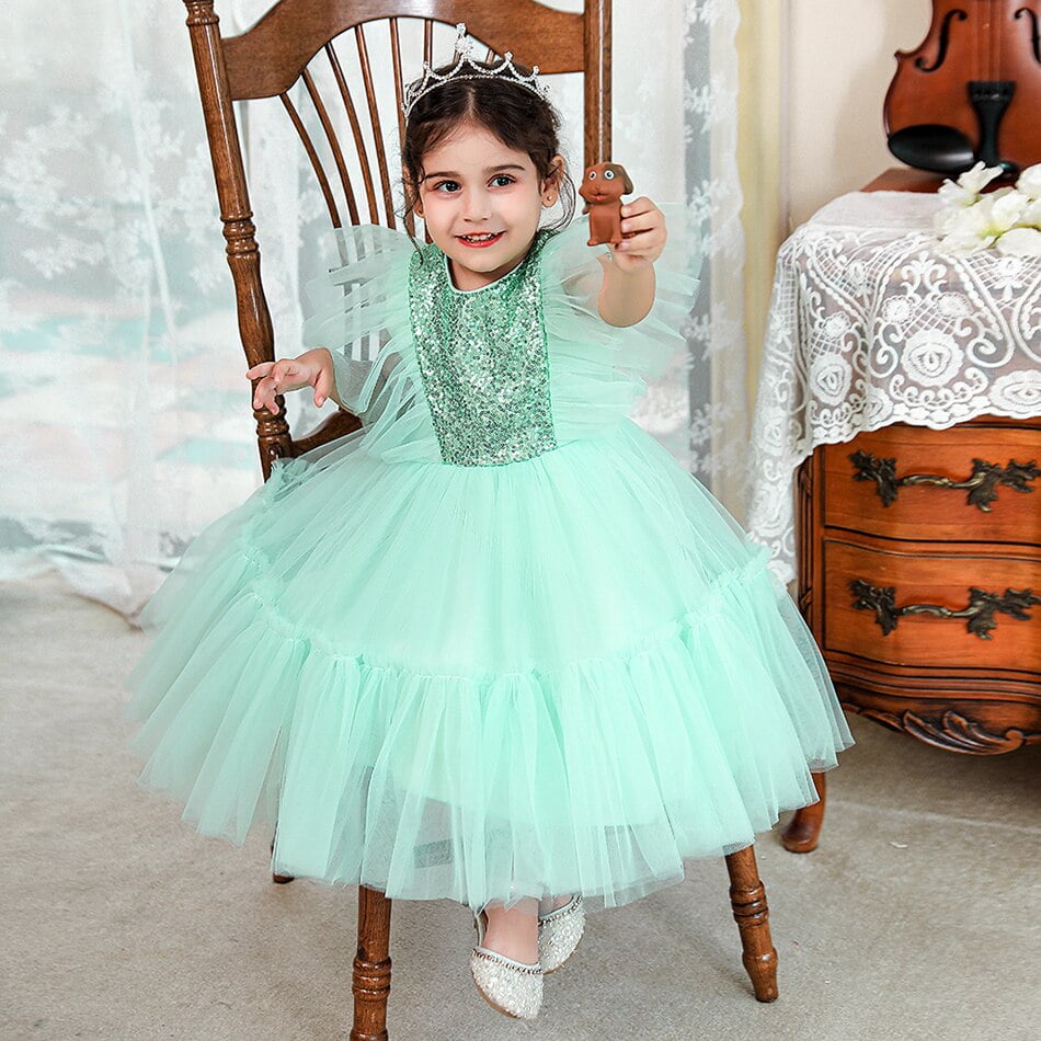 Bebe filles paillettes robes de mariee enfant en bas age enfants Tulle anniversaire elegant fete Tutu robe de bal 1 6 ans enfants robe de princesse Walmart