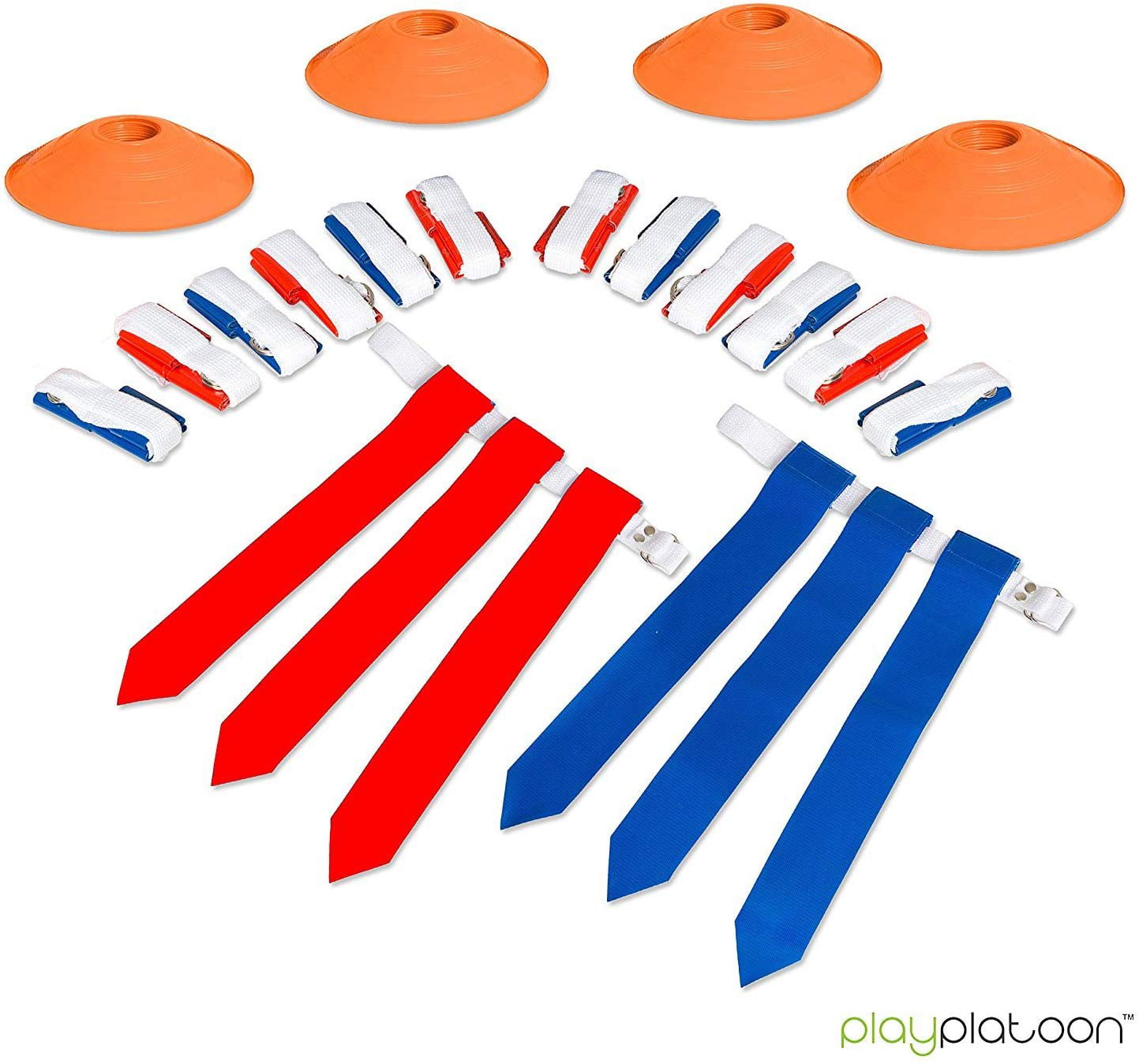Mattys Toy Stop Deluxe 14-Man Flag Football Set with 7 Yellow Belts 7 Red Belts 1 Red Beanbag Flag & Storage Bag 4 Yellow Cones 4 Red Cones