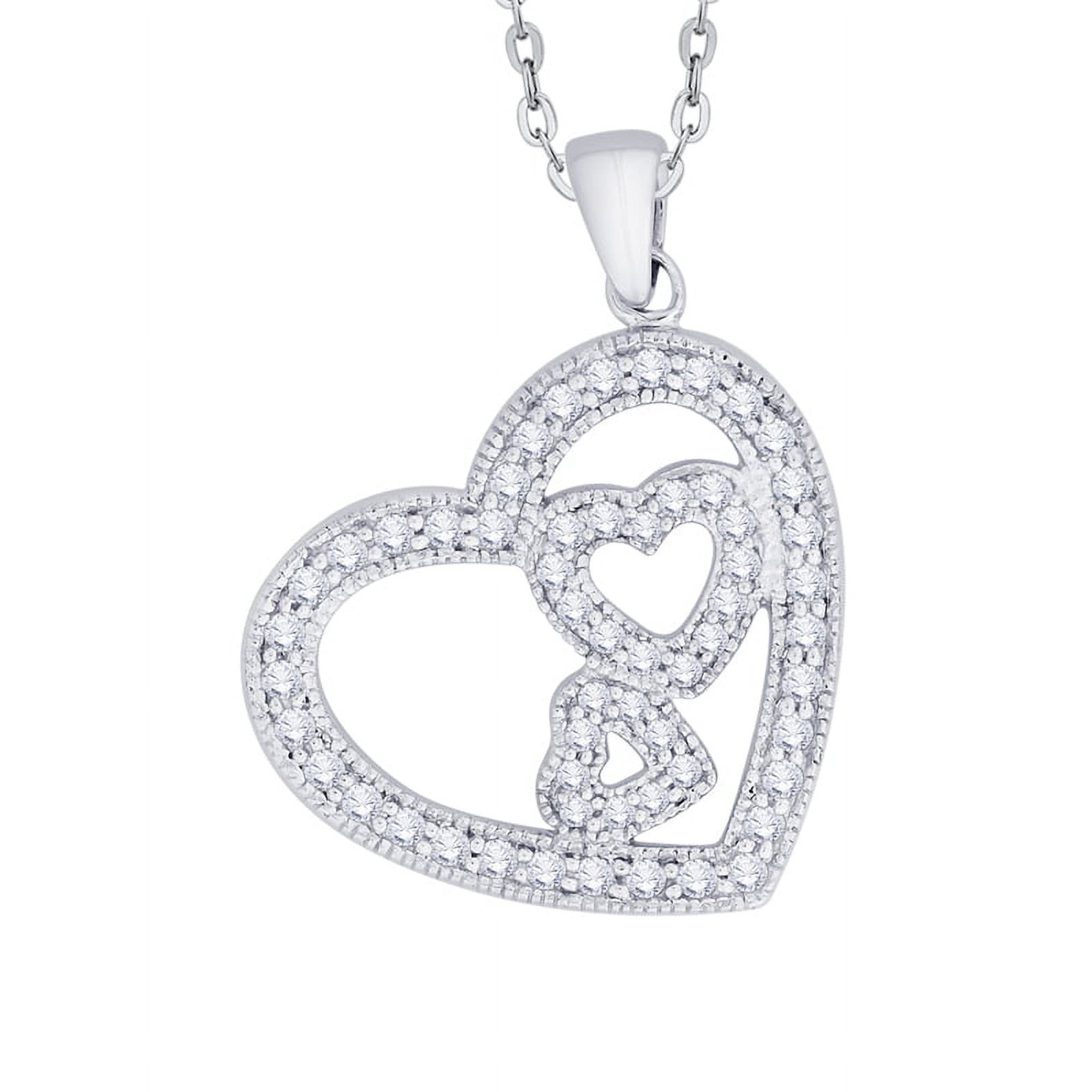 KATARINA Diamond Triple Heart Pendant Necklace in 10K White Gold (5/8 cttw, G-H, I2-I3)