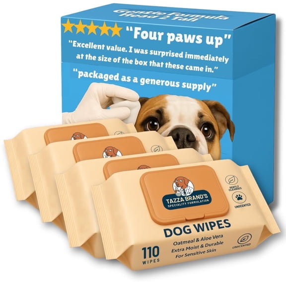 Tazza Pet Cleaning Wipes, 440 Count – Bulk Deodorizing and Hypoallergenic