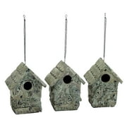 Woodland 57098 Poly Stone Birdhouse in Elegant White Finish - Set of 3