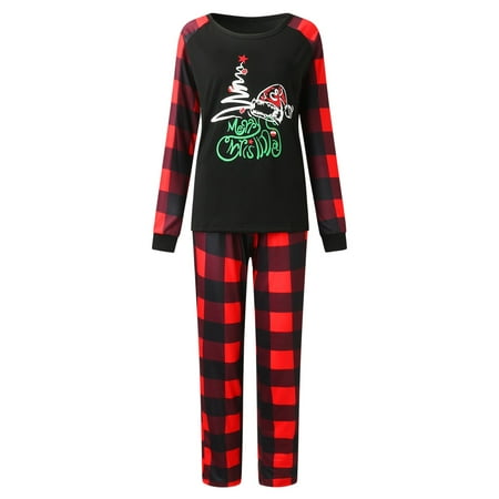 

CAICJ98 Christmas Pajamas Christmas Pajamas for Family Matching Sets 2022 Christmas Plaid Outfits Xmas Elk Reindeer Letter Printed Matching Pjs Sets