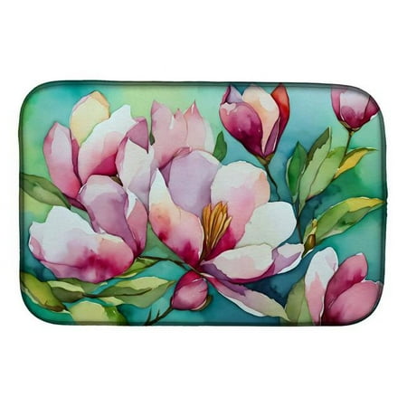 

21 x 14 in. Unisex Louisiana Magnolias in Watercolor Dish Drying Mat