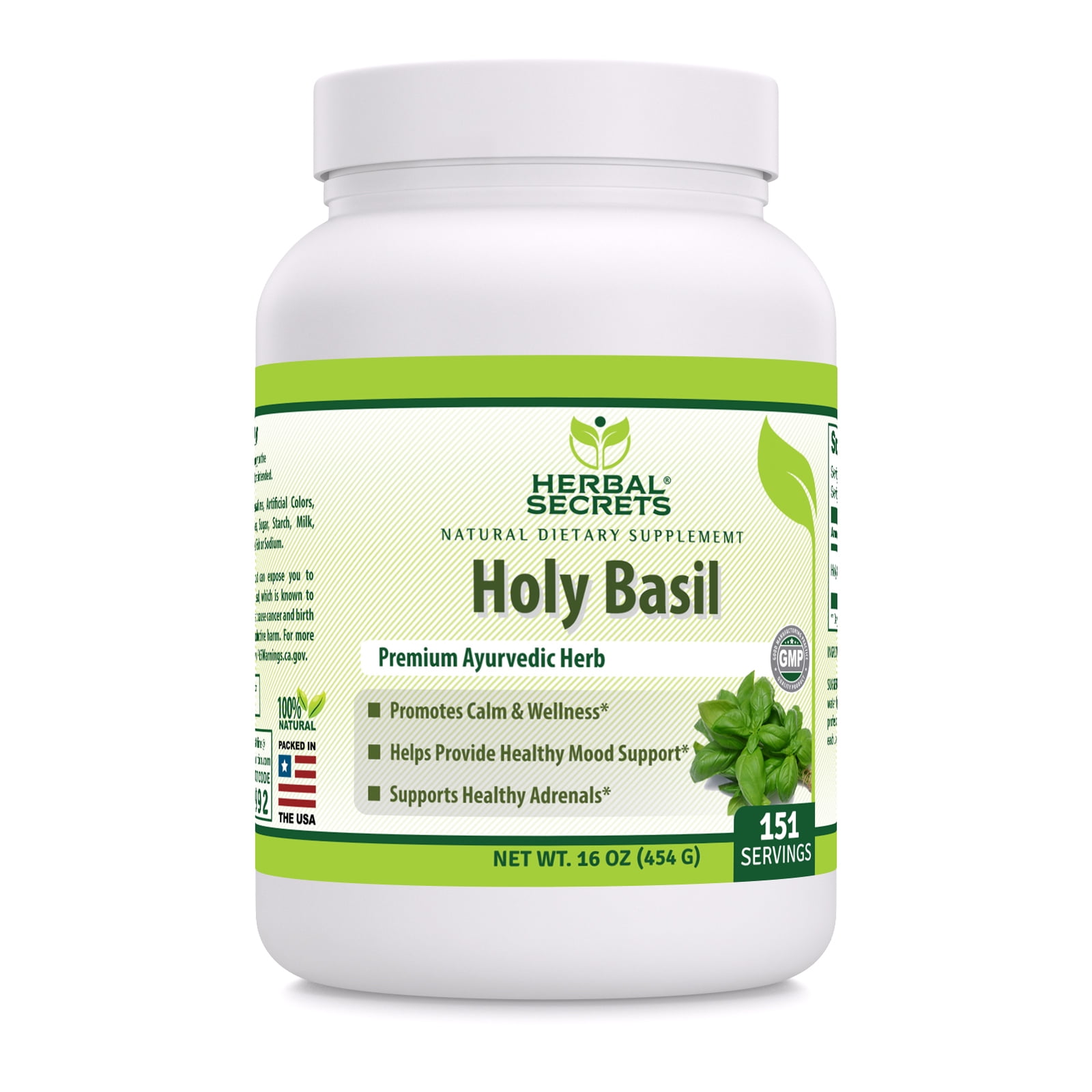 Herbal Secrets Holy Basil 1 Lb Powder Supplement Supports Healthy Adrenals Promotes Calm Wellness