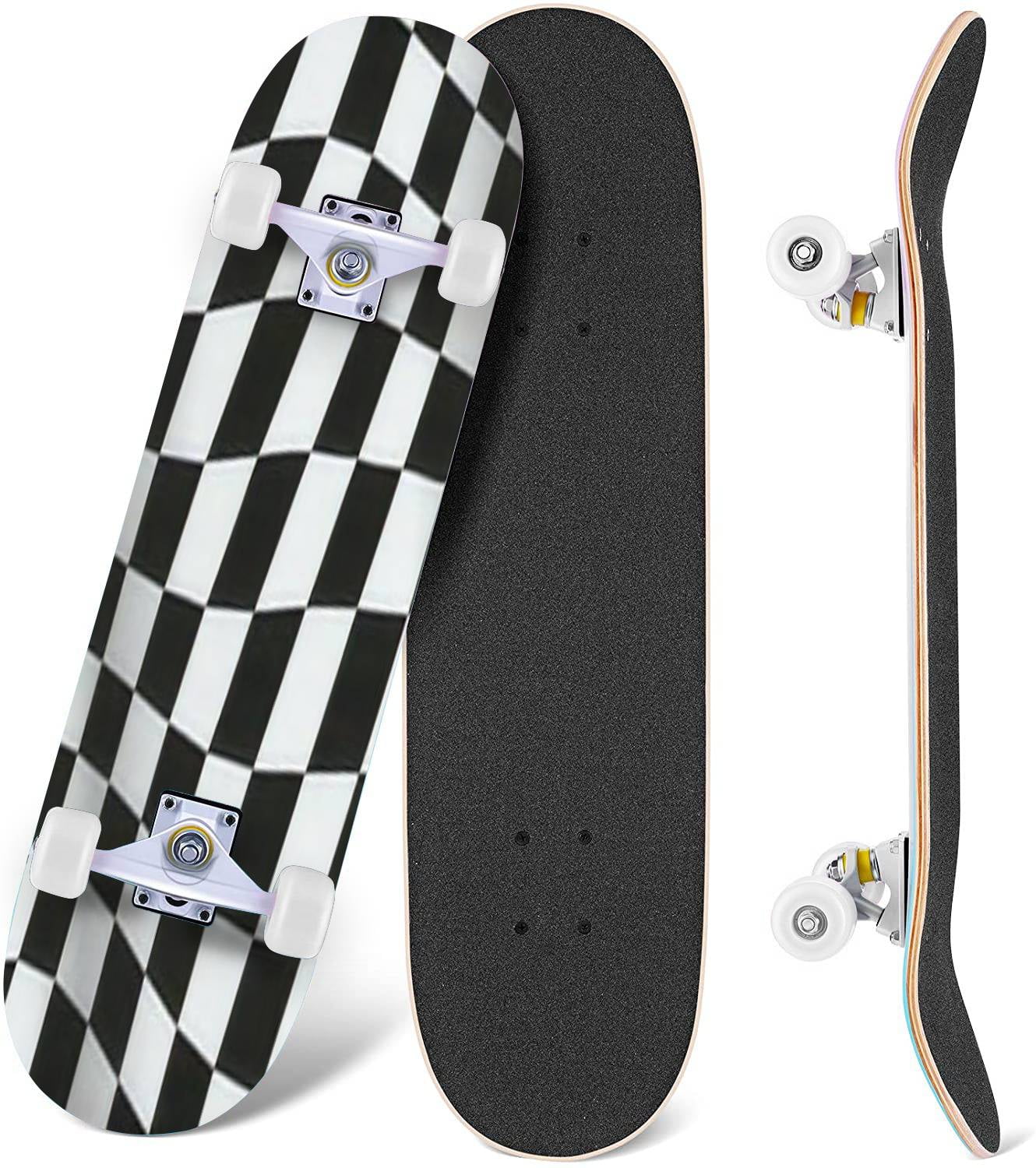 Prxcm Skateboard Complete for Beginners Adults Teens 31 x 8" Chequered