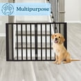 thumbnail image 4 of 4-Panel Indoor Pet Gate for Dogs and Small Pets, Foldable Freestanding Dog Fence for Stairs, Hallways, Doorways, 72 x 24 Inch Wooden Pet Barrier, Black Finish with Easy Storage Panels by PETMAKER, 4 of 6