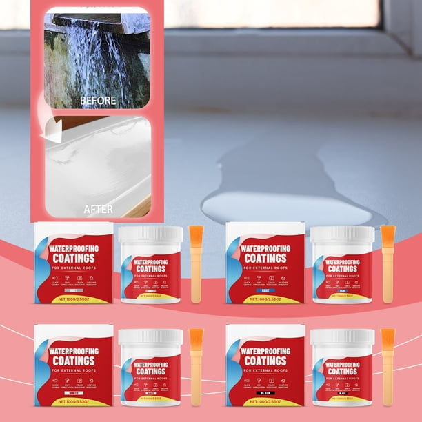 Recubrimiento impermeable de cemento polimérico 100g | Sellador antigrietas flexible para hormigón, madera, metal | Curado rápido multisuperficie | Resistente al agua, duradero, 4 colores