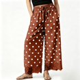 thumbnail image 2 of Lace Wide Leg Pants for Women 2026 Spring Summer Cropped Lightweight Casual Pants with Pockets, 2 of 8