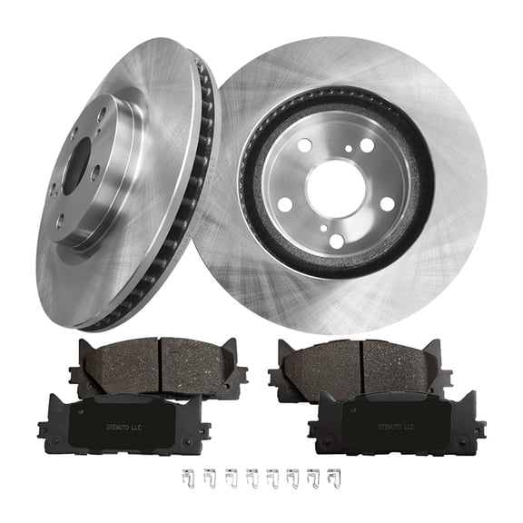Set of 6 Front 296mm Brake Disc Rotors-Ceramic Brake Pad Kit For 2007-2011 Toyota Camry