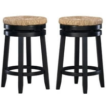 Home Square 25.5" Wood Swivel Counter Stool in Black - Set of 2