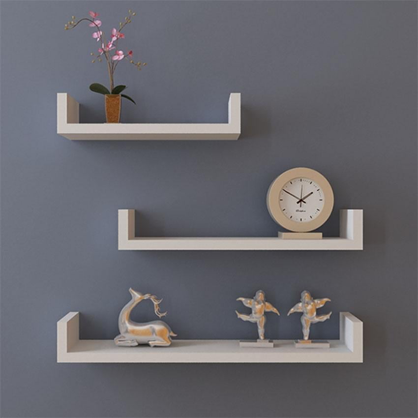 Elecmall Wall Shelves 3 Piece Decorative Shelf Set 22 6 L